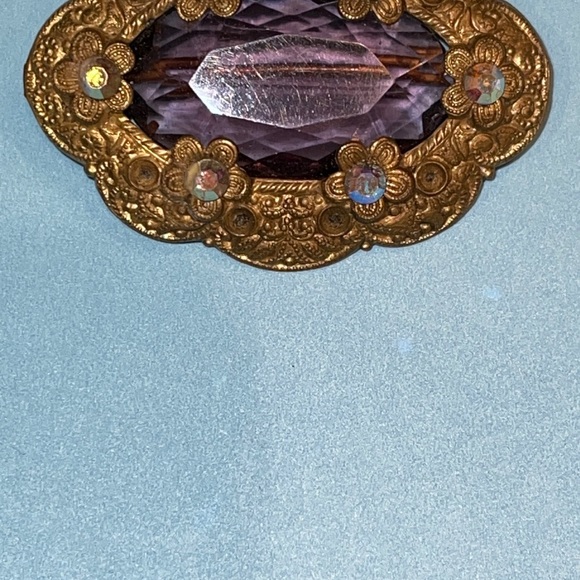 BEAUTIFUL VINTAGE C-CLIP PIN WITH PALE MAUVE STONE - Picture 5 of 6